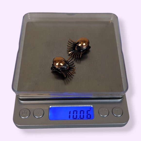 V. Copper Tone Clip On Earrings - Picture 5 of 5